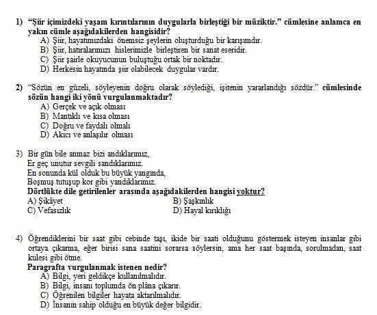 8. Sınıf Türkçe Tarama Testi (1)