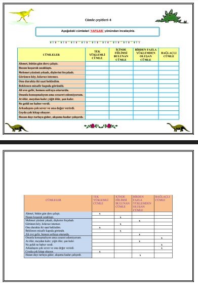 yapısına göre cümleler 3 çalışma kağıdı indir