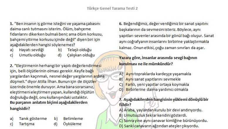 8. Sınıf Türkçe Tarama Testi (4)