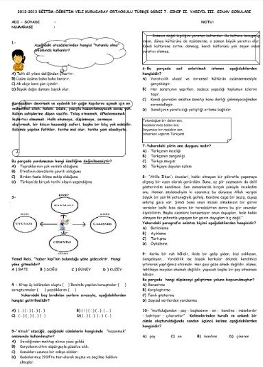 7. Sınıf Türkçe Tarama Testi (5)