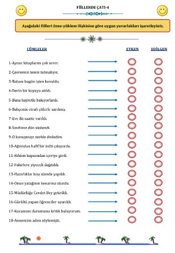 fiil çatısı-5 çalışma kağıdı