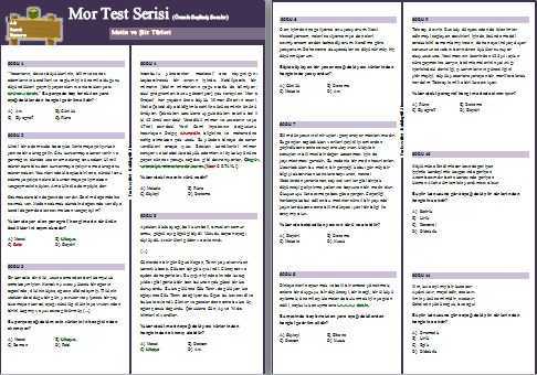 8. Sınıf Mor Test Serisi: Metin ve Şiir Türleri – 1