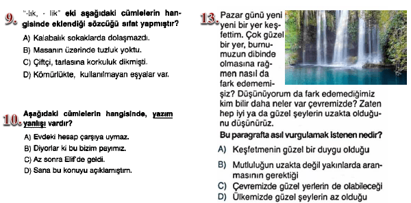 6. Sınıf Türkçe 15 Soruluk Tarama Testi
