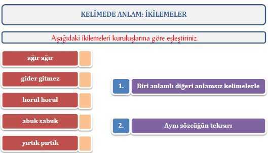 Ad Aktarması ve Yansıma Sözcükler Çalışma Kağıdı