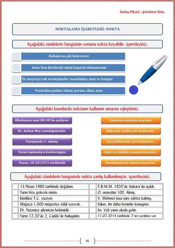 Nokta Çalışma Kağıdı