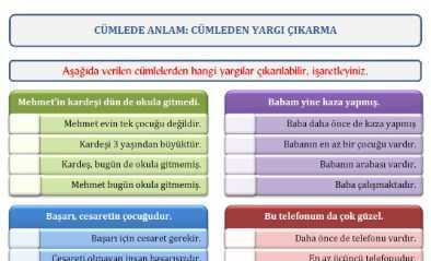 Cümleden Yargı Çıkarma Çalışma Kağıdı