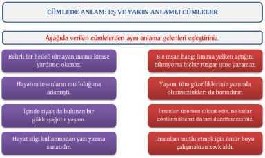 Eş Ve Yakın Anlamlı Cümleler Çalışma Kağıdı