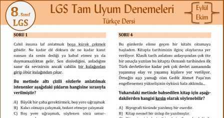 LGS Türkçe Tam Uyum Deneme Sınavı (Kubilay ORAL)