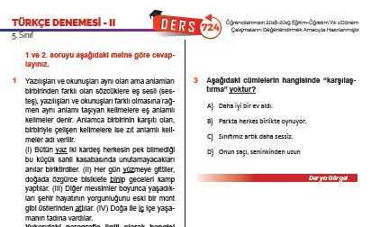 5. Sınıf Ortak Akıl Denemeleri 2 – Eyüp HAYTA