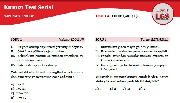 Fiilde Çatı (1) – Kırmızı Test Serisi