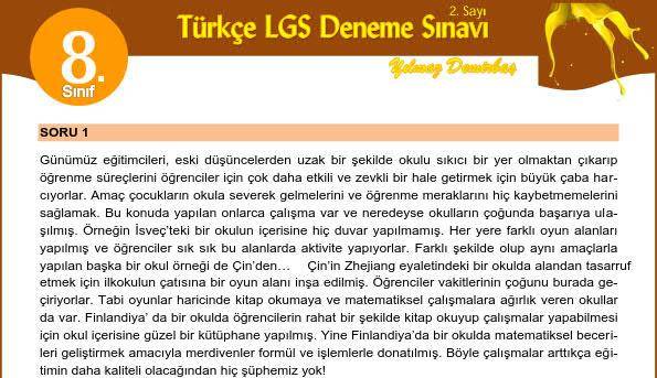 LGS Deneme Sınavı – 2. Deneme (Şubat 2019) – Yılmaz DEMİRBAŞ