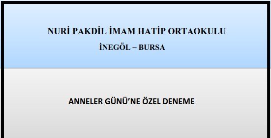 7. Sınıf Anneler Günü Temalı Deneme Sınavı