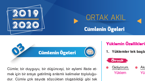 Cümlenin Ögeleri Ortak Akıl Çalışma Kağıdı