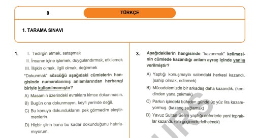 Türkçe Tarama Testi – Kasım Ayı