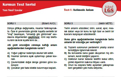 Kelimede Anlam – Kırmızı Test Serisi