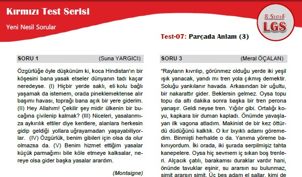 Parçada Anlam (3) – Kırmızı Test Serisi