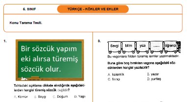 5. Sınıf Kökler ve Ekler Testi