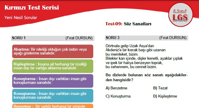 Söz Sanatları – Kırmızı Test Serisi