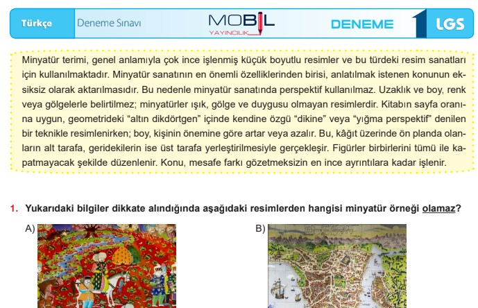 LGS Deneme Sınavı Şubat 2020 (Mobil Yayıncılık)