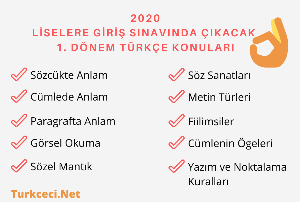 2020 LGS’de Çıkacak Türkçe Konuları