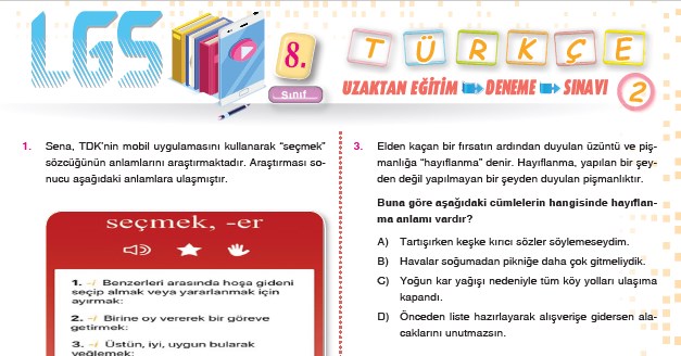 Türkçe LGS Uzaktan Eğitim Deneme Sınavı – 2