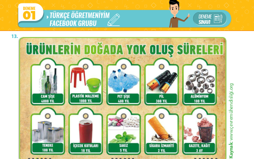 Türkçe Öğretmenim 8. Sınıf 1. Dönem 1. Deneme Sınavı