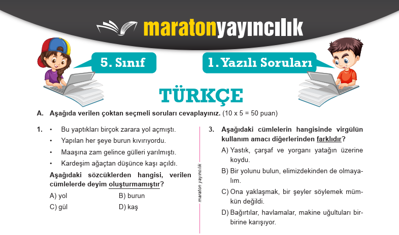 1. Dönem Yazılı Sınavları (Maraton Yayınları)