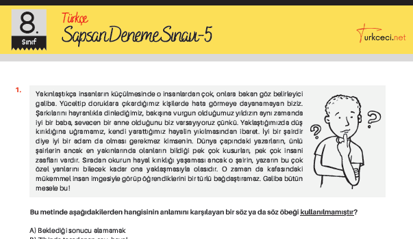 Sapsarı Türkçe Denemesi-5 (8. Sınıf LGS)